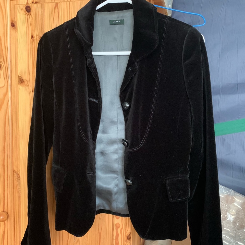 J.CREW Bella Jacket Black Velvet Lined Blazer $168